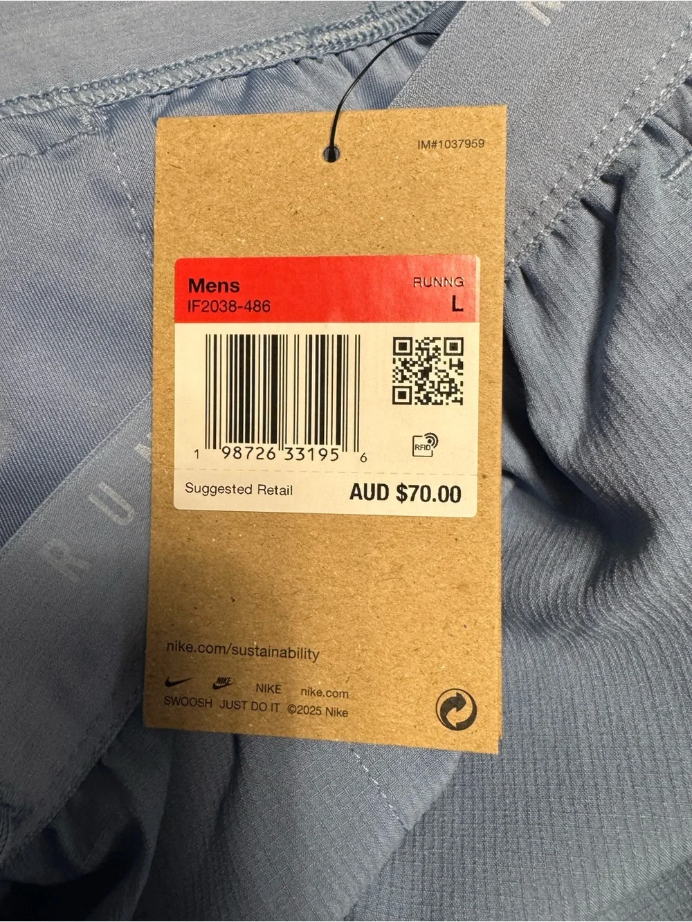 NWT Nike Running Shorts Men’s Large Light Blue Dri-FIT Lined Athletic Shorts